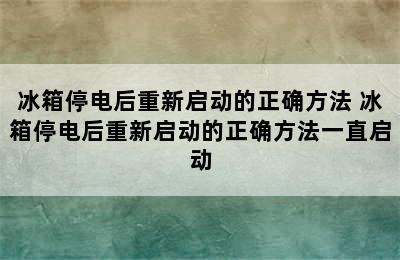 冰箱停电后重新启动的正确方法 冰箱停电后重新启动的正确方法一直启动